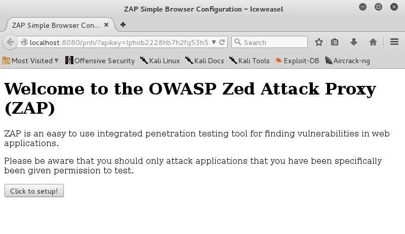 Welcome screen for the OWASP Zed Attack Proxy (ZAP) tool.