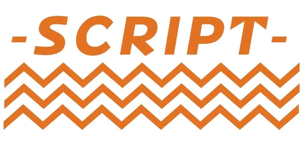 Stylized text of the word "SCRIPT" with zigzag design elements.