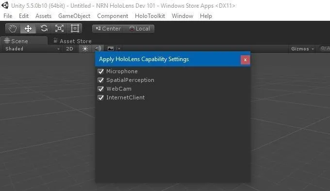 Settings menu for applying capabilities in a software interface.