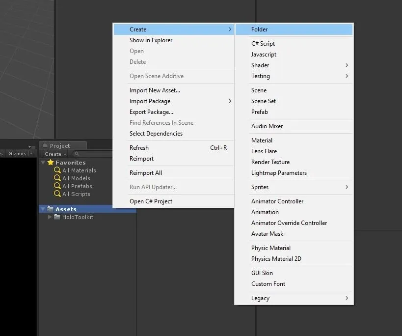 Menu options in video editing software for creating and managing projects.