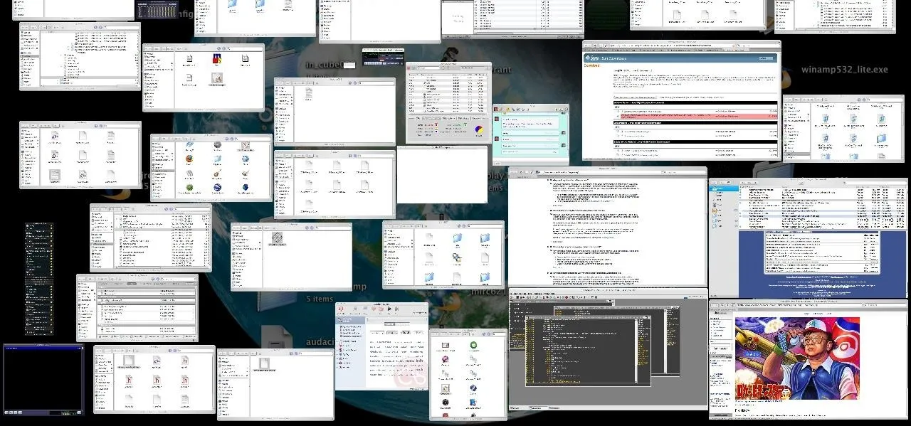 A collage of various computer screens displaying software applications and coding interfaces.