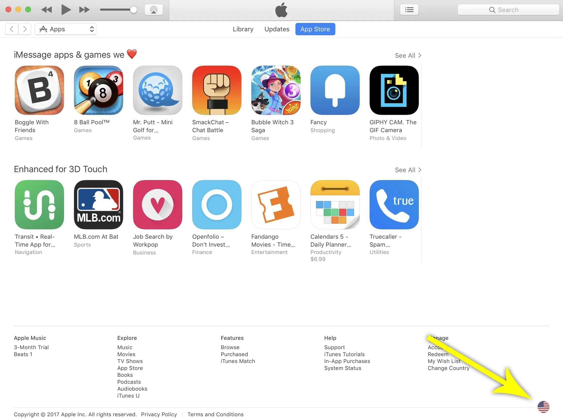 Screenshot of the iTunes App Store featuring various app icons and information.