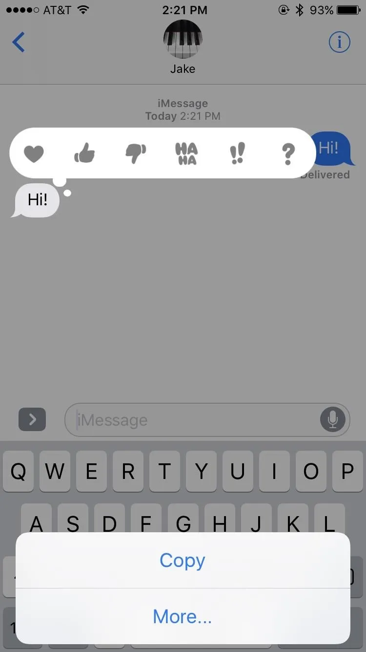 Messaging interface displaying reactions and text options on a smartphone.