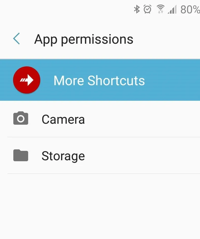 App permissions settings with options for camera and storage.