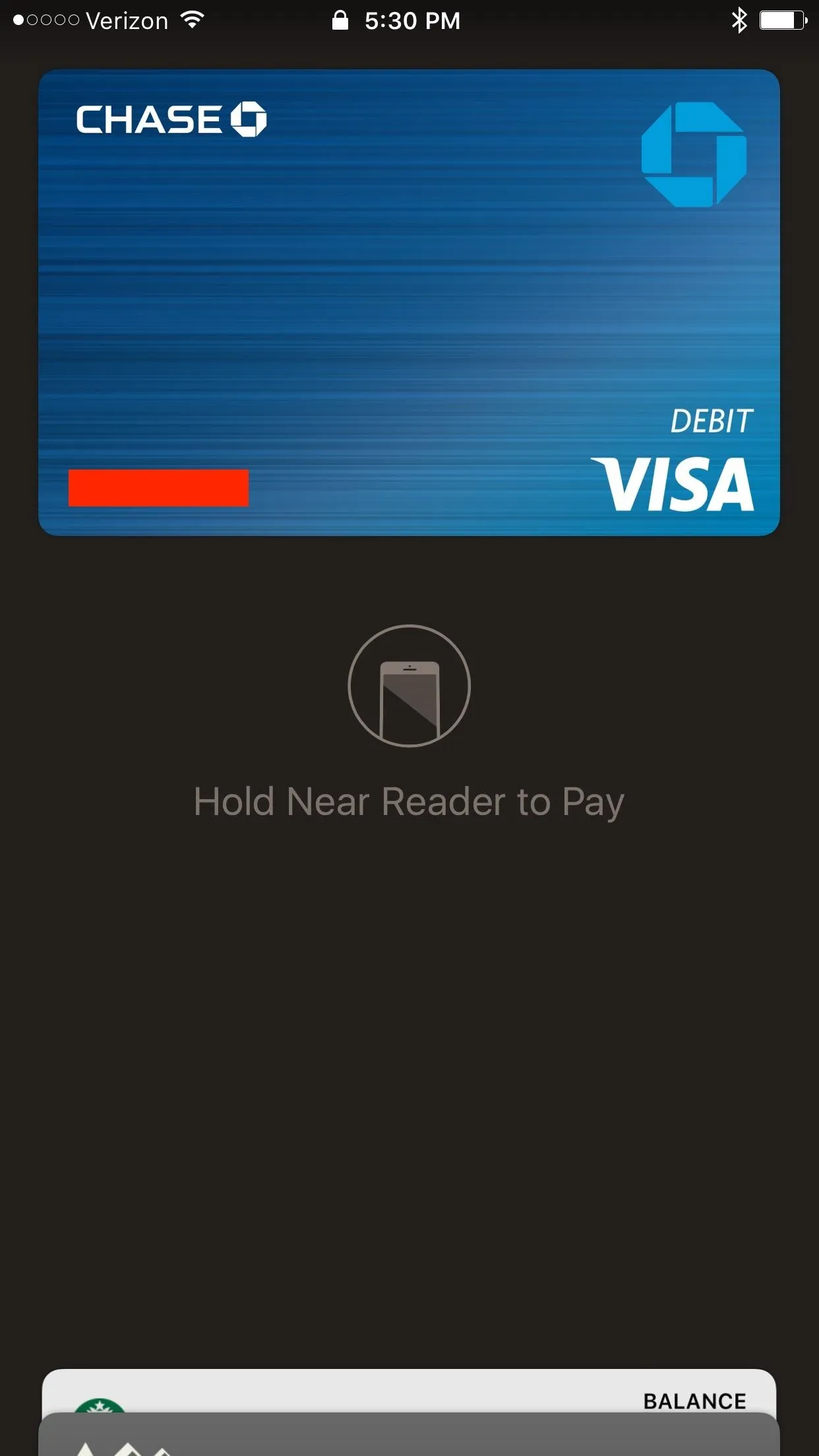 Chase Visa card displayed on a mobile device.