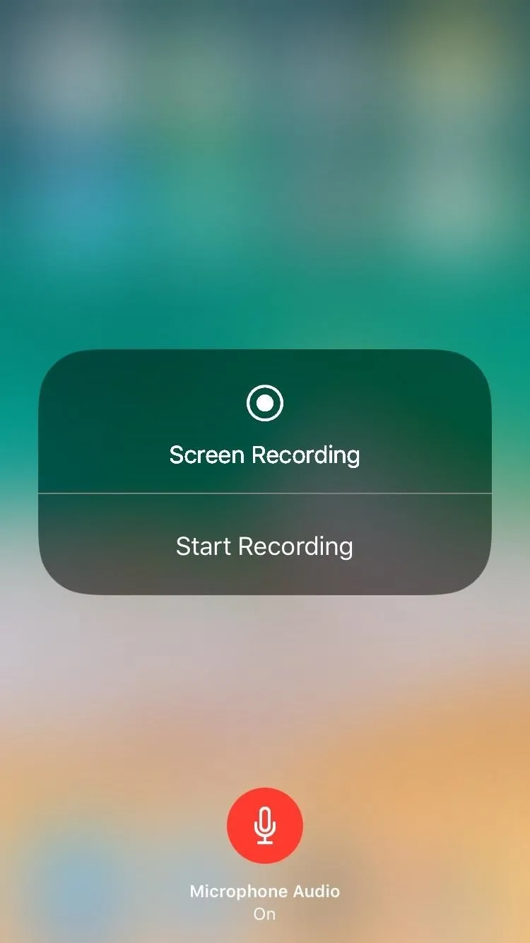 Screen recording interface on a mobile device.