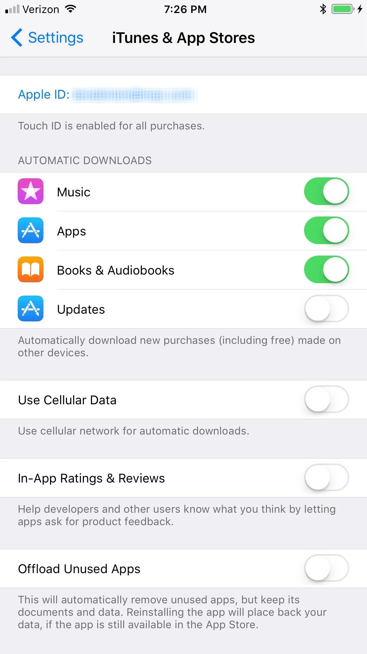 Settings menu displaying options for features like music, location, and data usage on a mobile device.