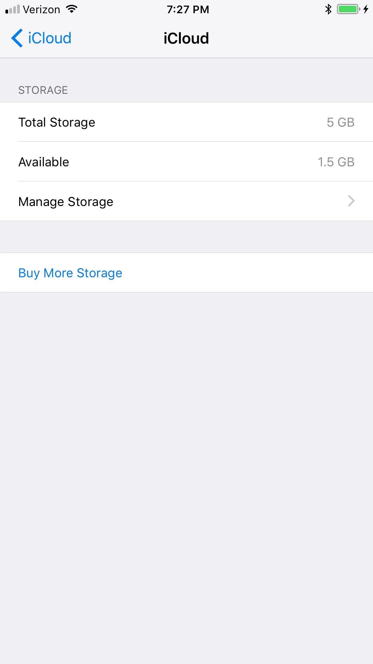 iCloud settings showing total message storage and availability on an iPhone.