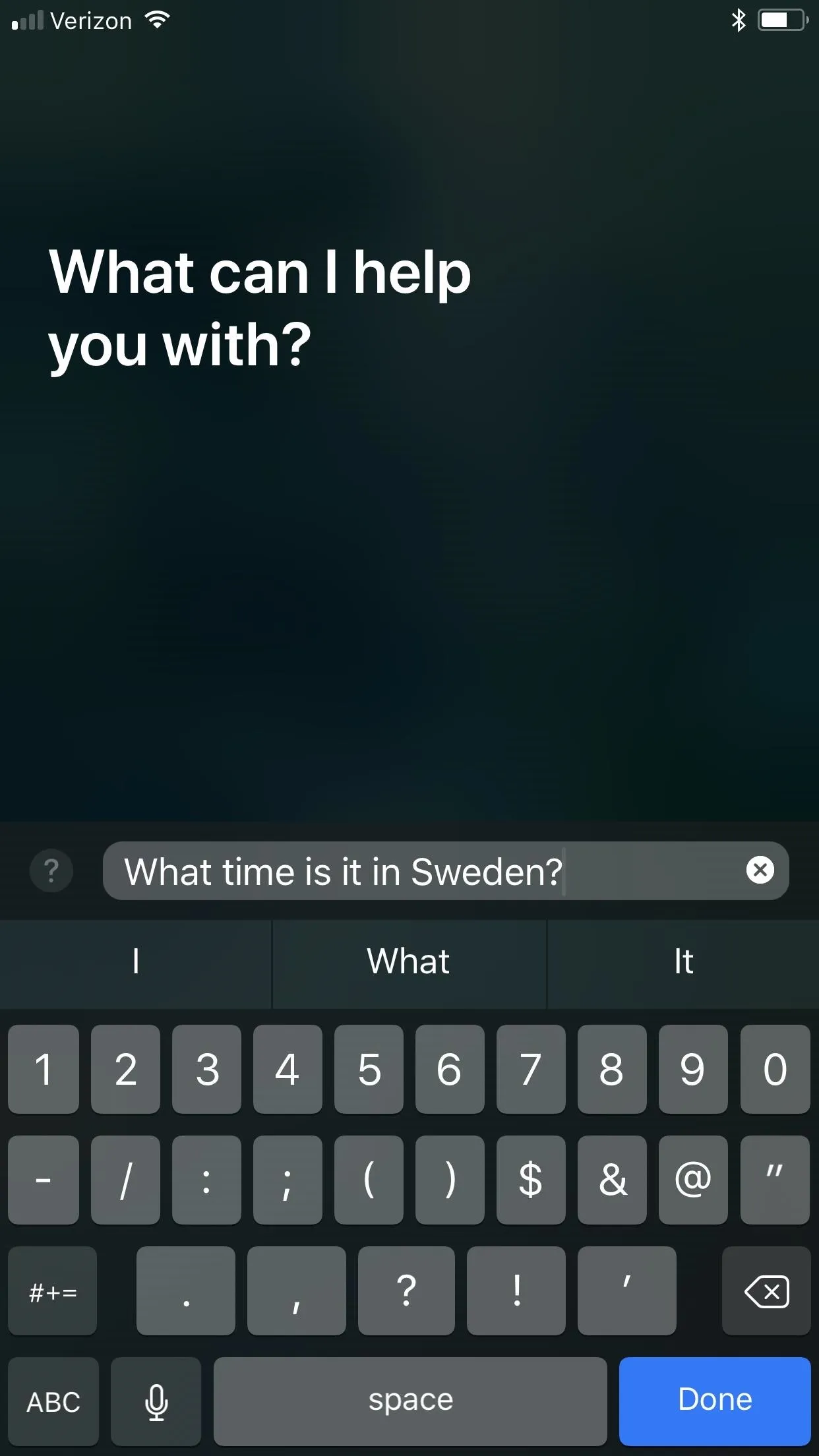 Voice assistant interface with a user prompt.