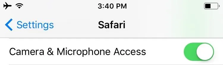 Camera and Microphone Access settings in Safari