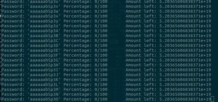 Password security status display with percentage and remaining attempts.