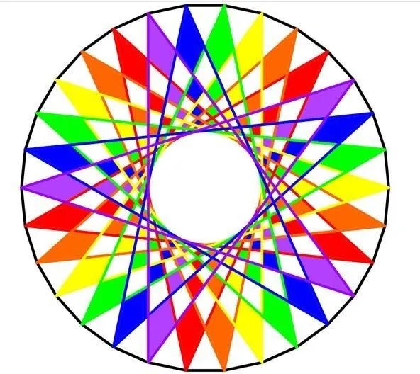 Colorful geometric star pattern with a circular design.