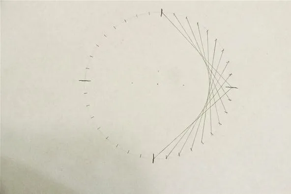 Diagram of light rays demonstrating reflection in a concave mirror.