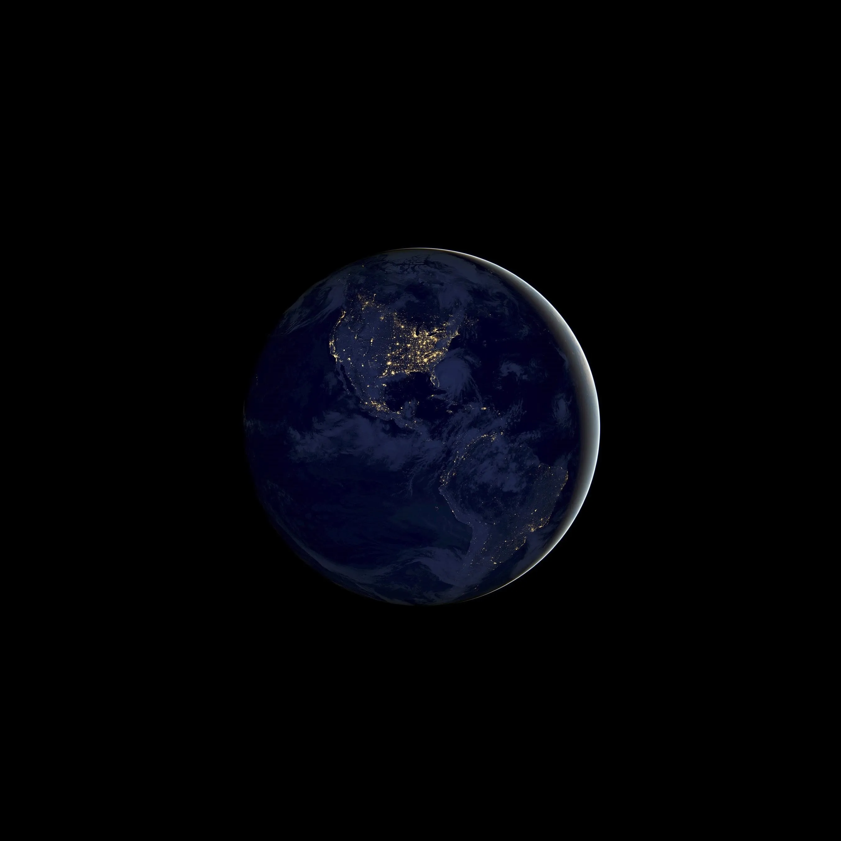 Earth viewed from space at night.