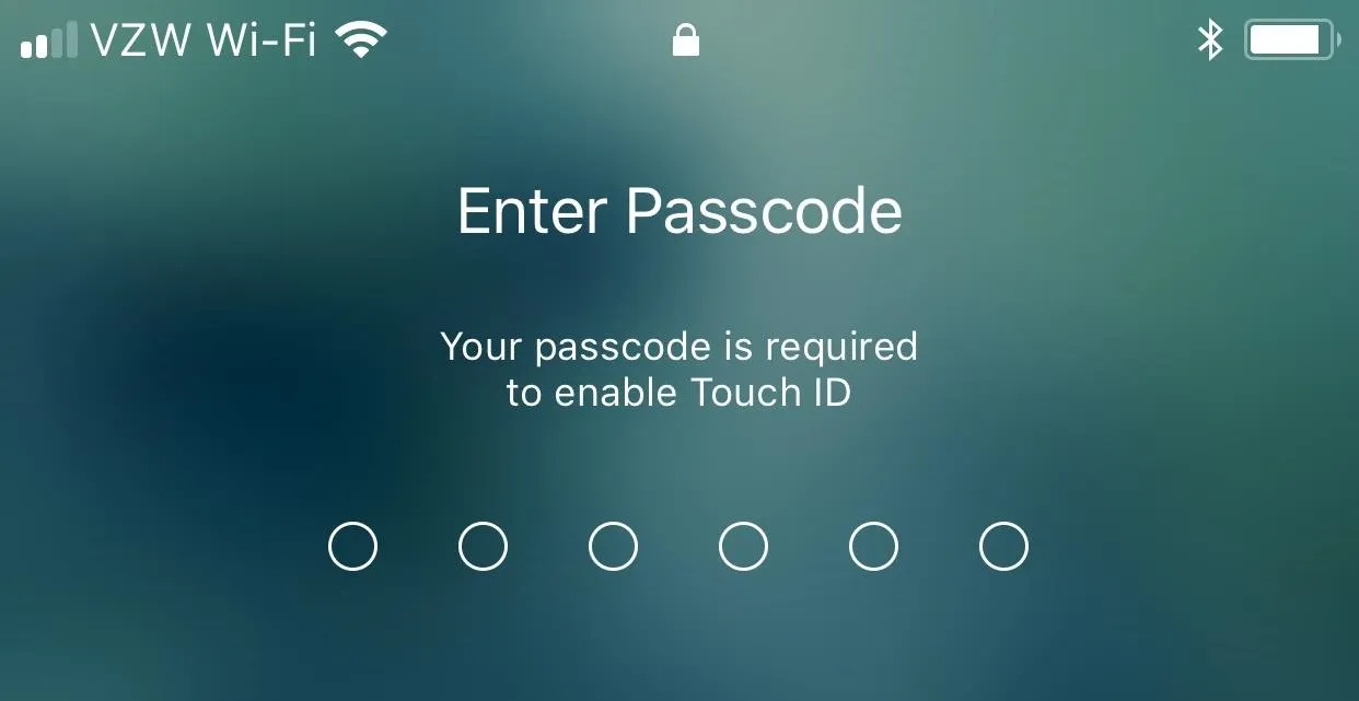 Enter passcode screen for Touch ID activation.