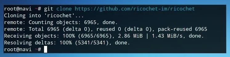 Clone command output from GitHub repository.