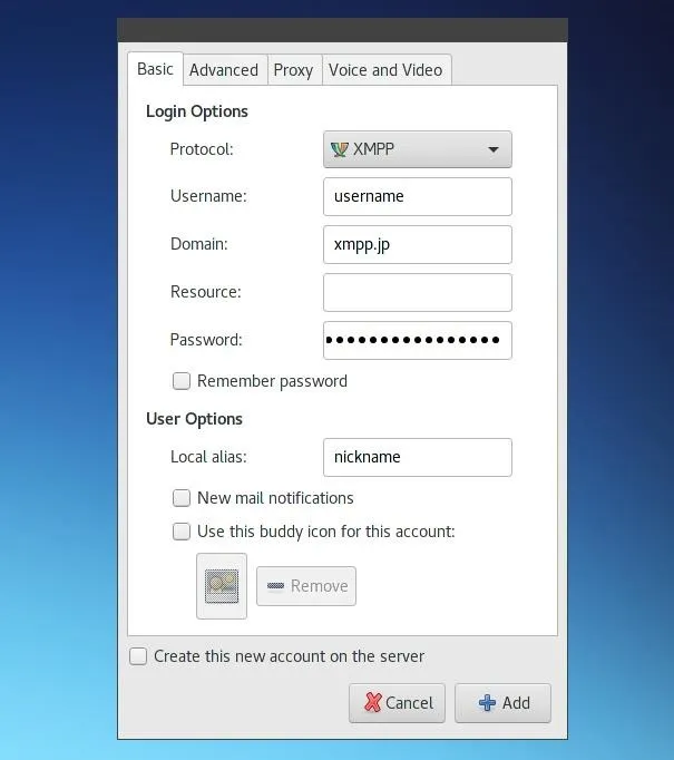 Login form with fields for username and password.