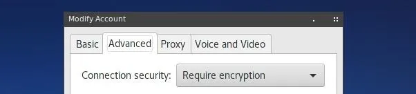 Network settings panel with tabs for Basic, Advanced, Proxy, and Voice and Video options.