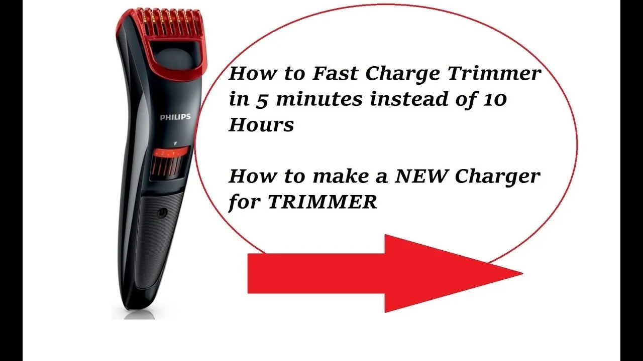Electric trimmer with fast charging instructions.