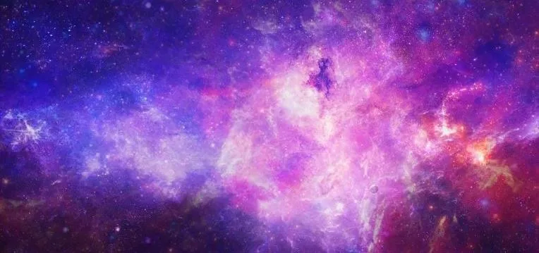 Colorful cosmic nebula with stars in the background.