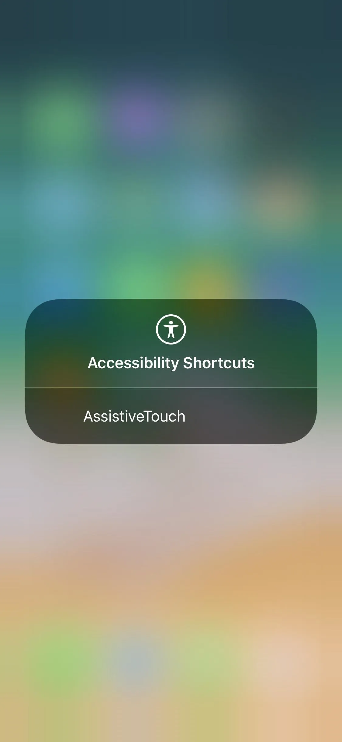 Accessibility Shortcuts menu on a smartphone screen.