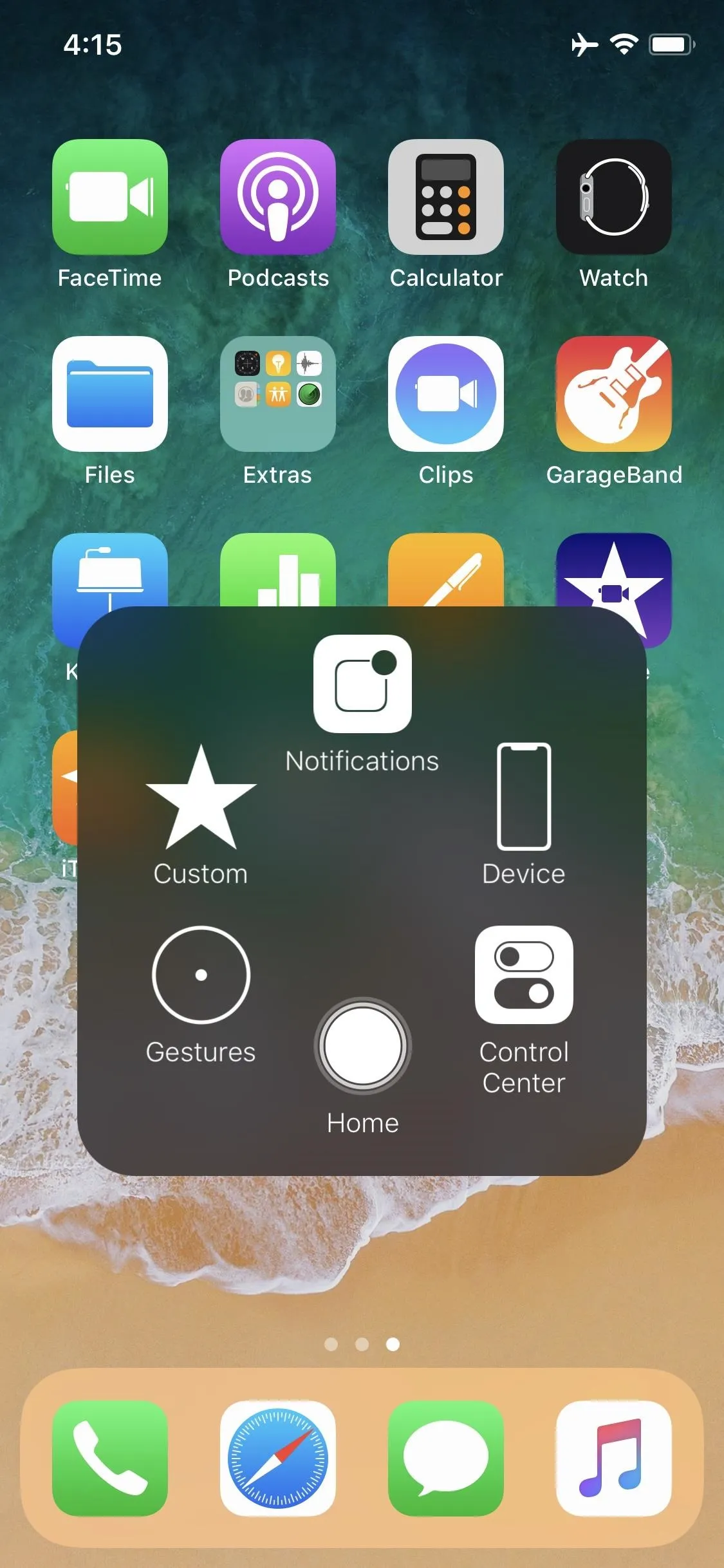 Smartphone screen displaying app icons and a control panel.