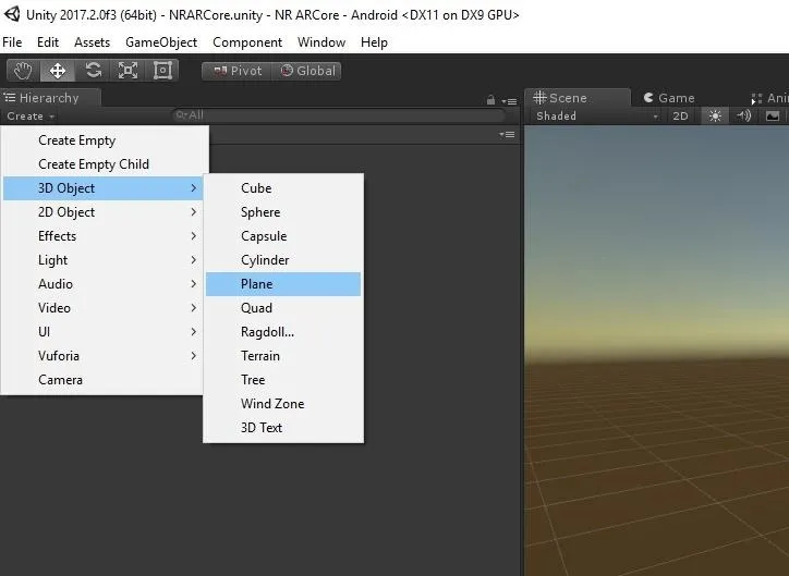 3D modeling software interface showing options for creating 3D objects.