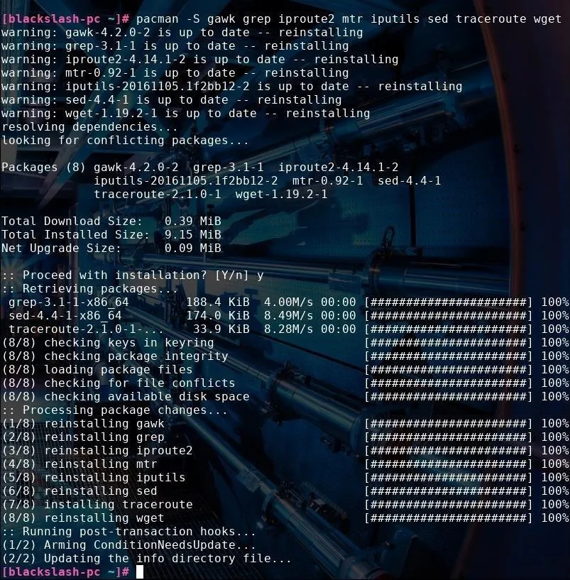 Terminal displaying package installation and configuration processes in a Linux environment.