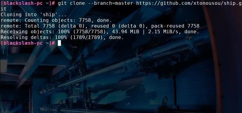 Git command line interface showing a cloning process of a repository.