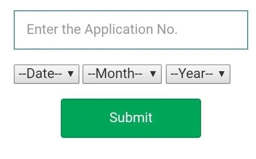 Application number input form with date selection and submit button.
