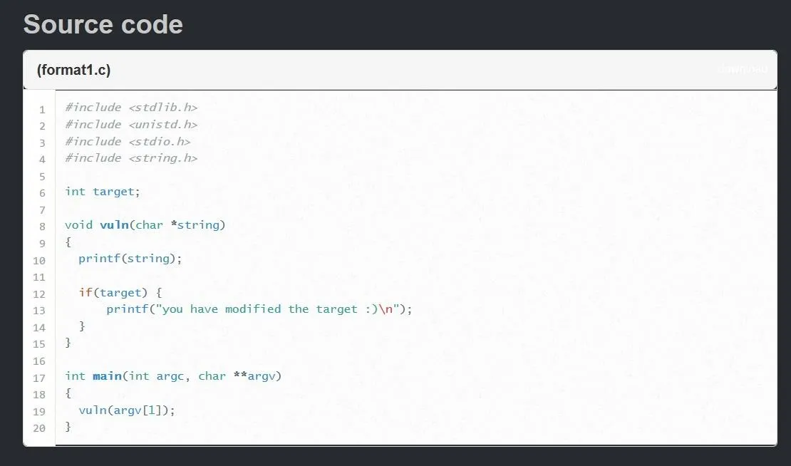 Source code snippet in a programming environment.