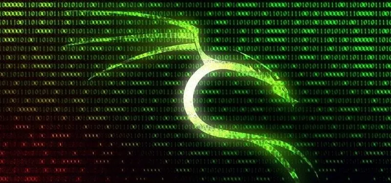 Digital abstract design with a green dragon symbol and binary code background.