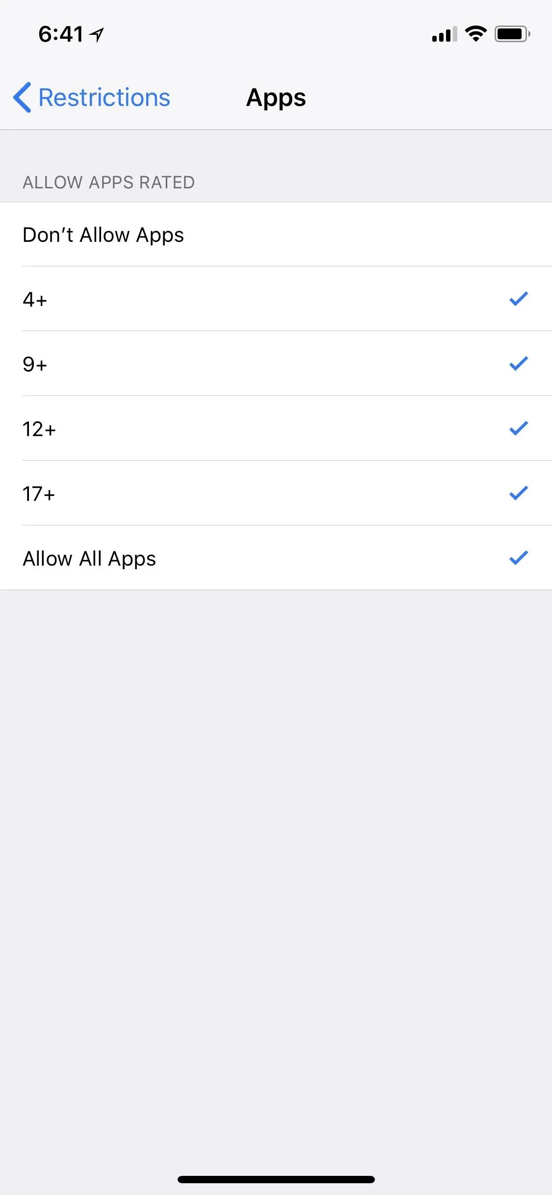 Settings menu displaying app permissions.