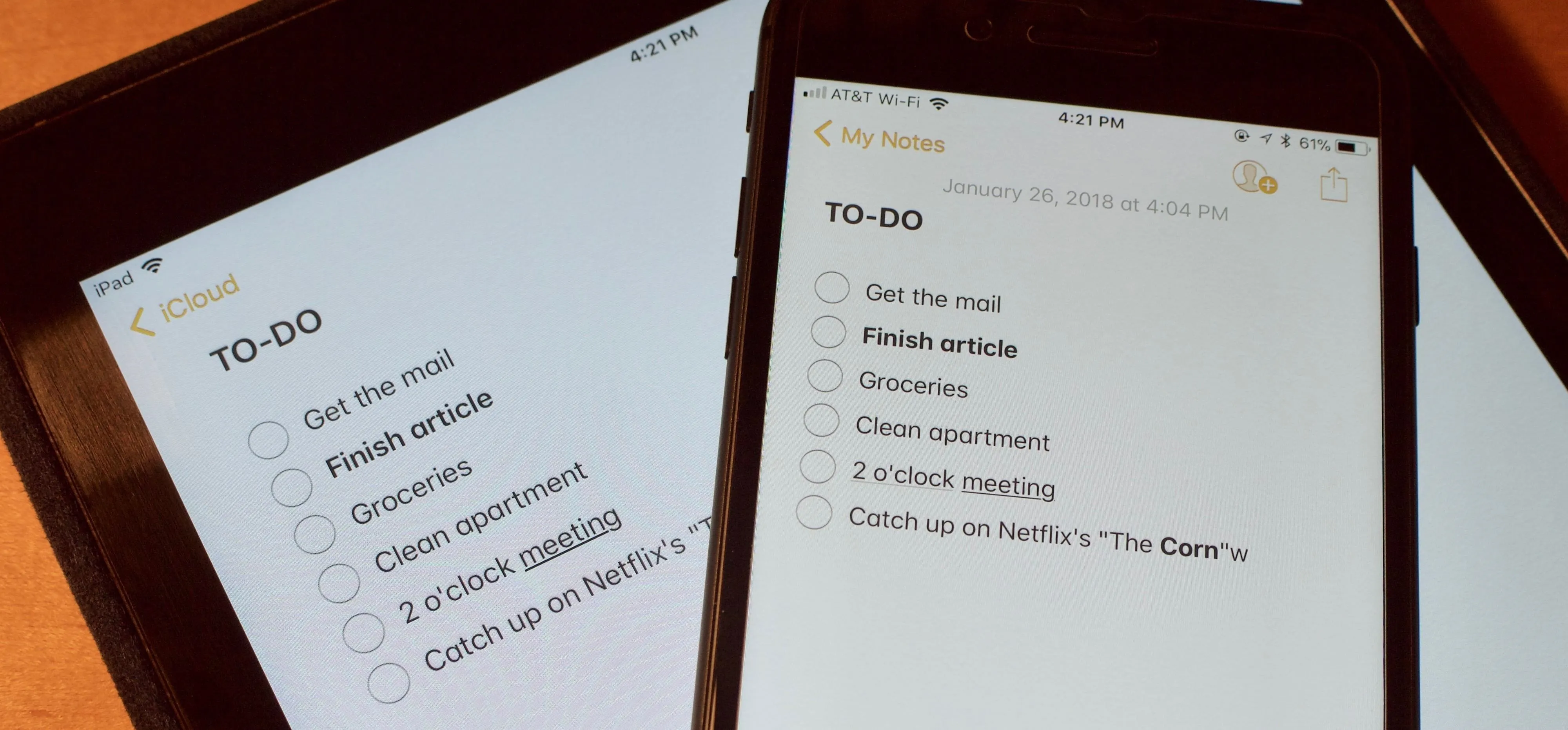 To-do list displayed on mobile devices with tasks including writing articles and completing assignments.