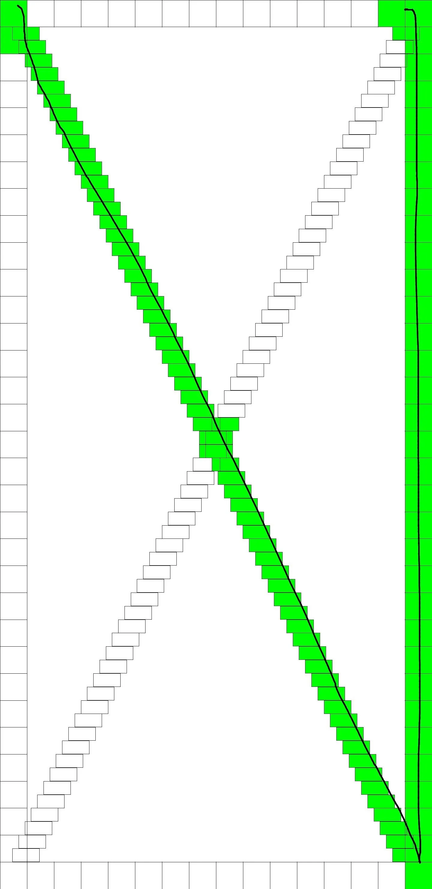 Diagram of intersecting lines within a rectangular frame.