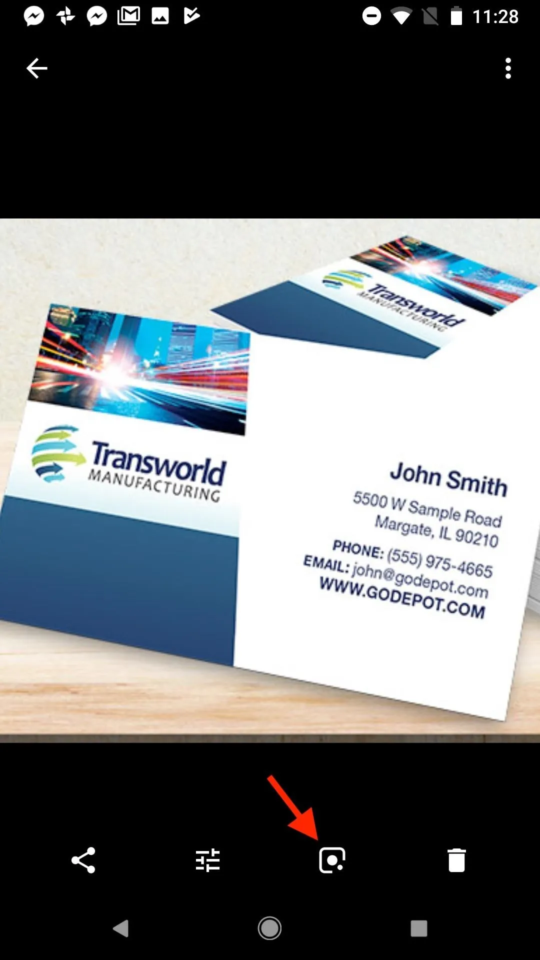 Business card for John Smith from Transworld Technology Solutions.