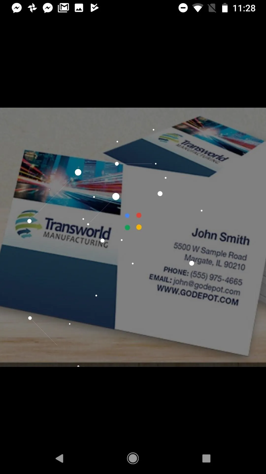 Business card design for a professional named John Smith, including contact information and company branding.