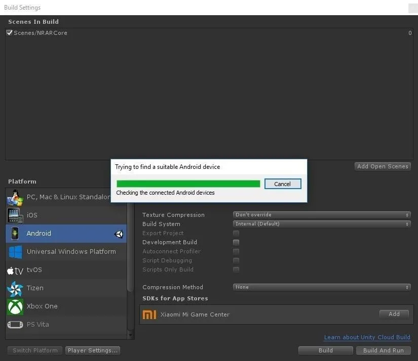 Loading progress bar in a software application.