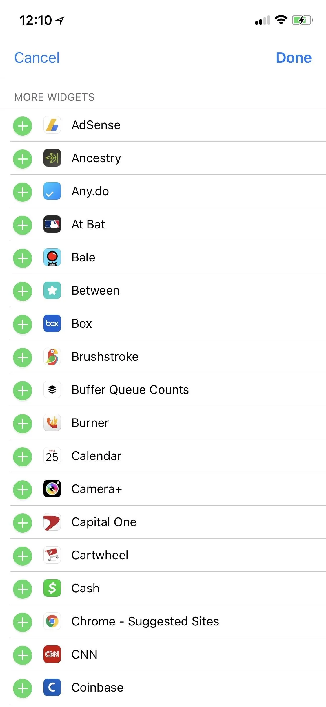 List of mobile app icons organized in a grid format.