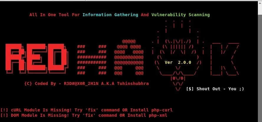 "Red Hawk tool for information gathering and vulnerability scanning"