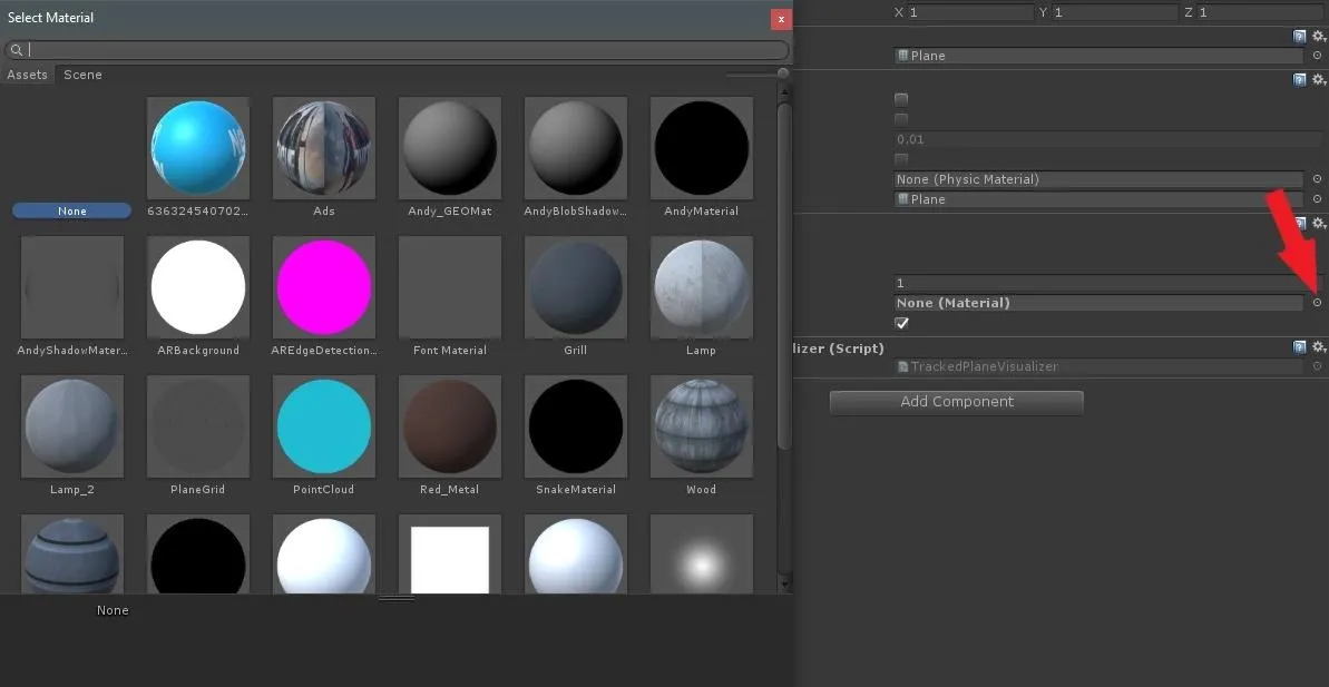 3D material selection interface with various texture options displayed.
