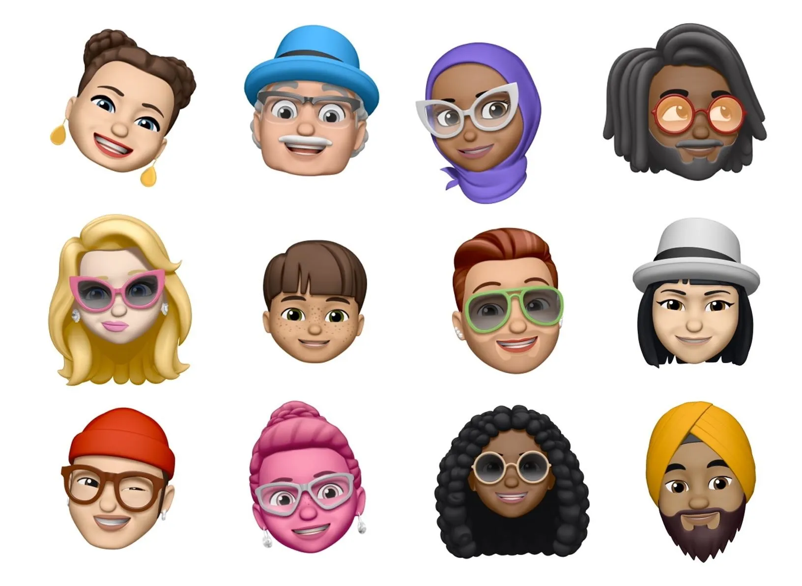 Diverse collection of cartoon avatars in various styles and accessories.