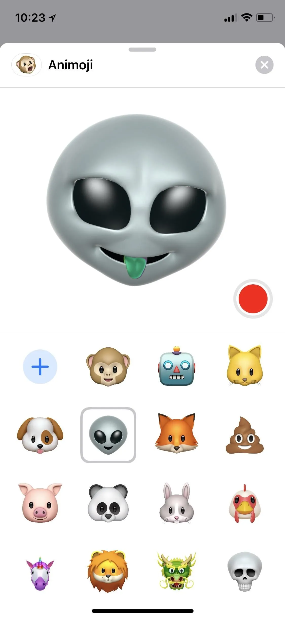 Alien emoji with multiple animal emojis below.