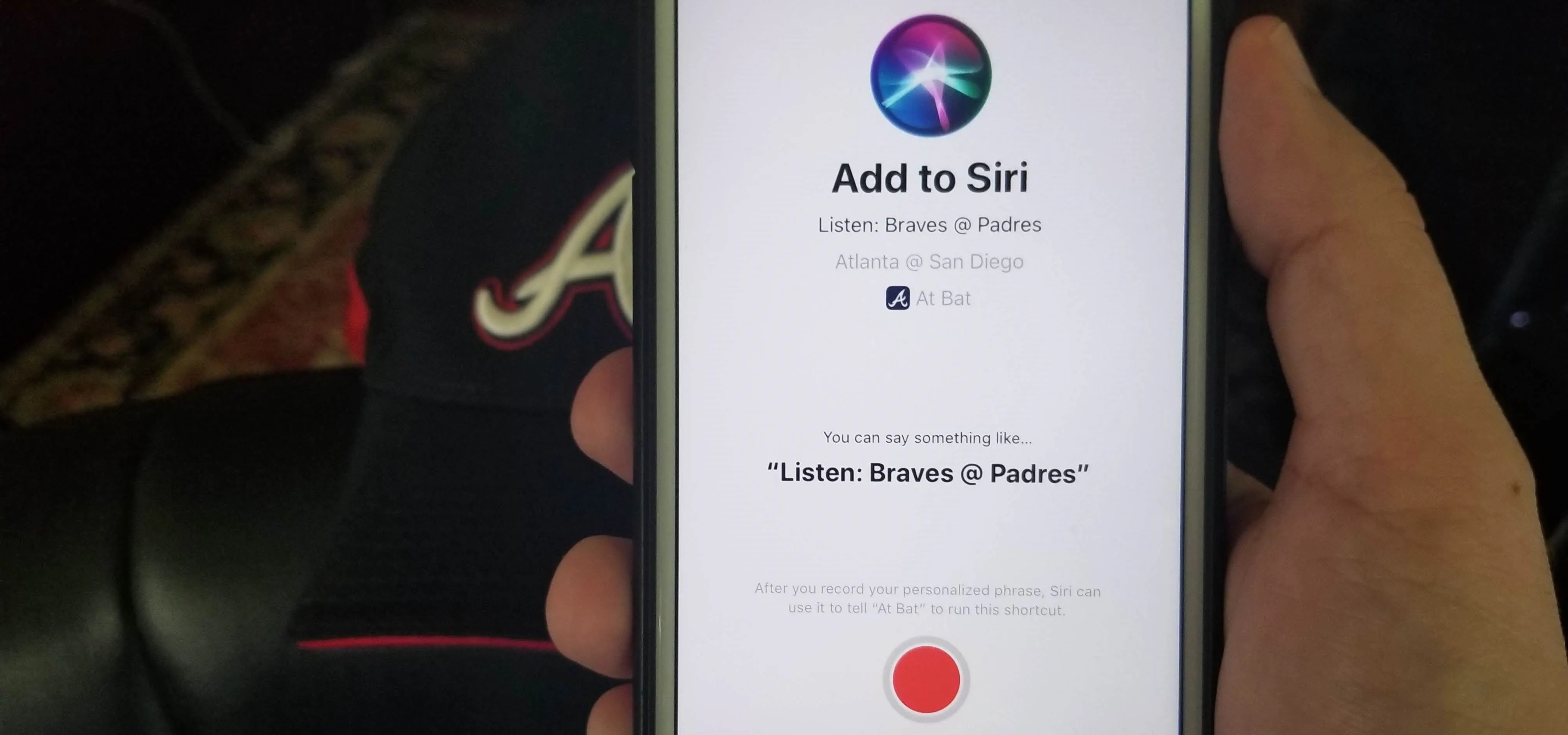 Add to Siri feature on a smartphone with an option to input a phrase.