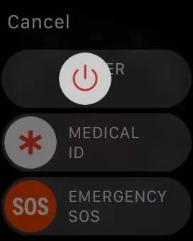 Power and emergency features display on a mobile device interface.