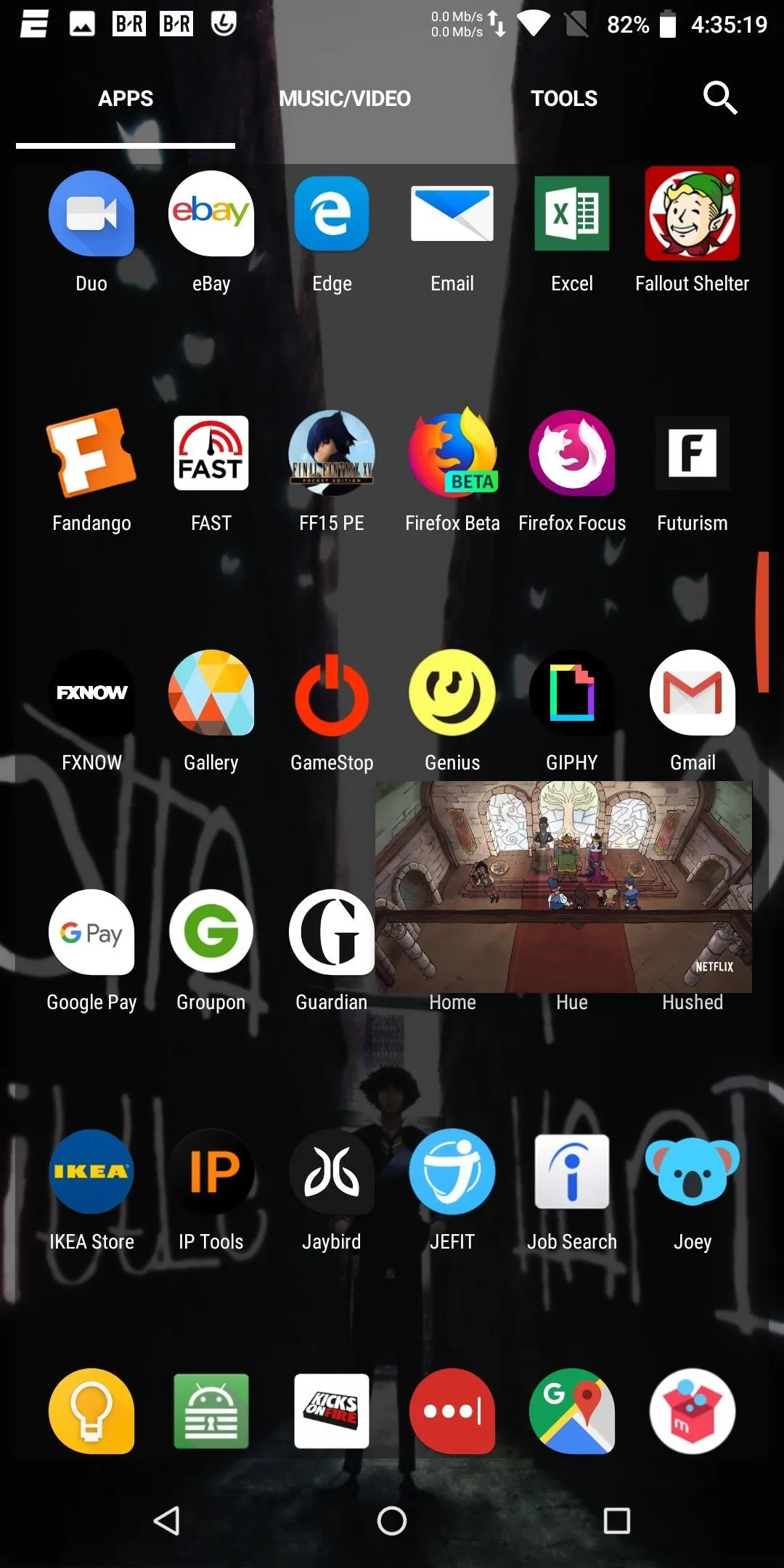 Screenshot of a mobile device's app menu with various application icons displayed.