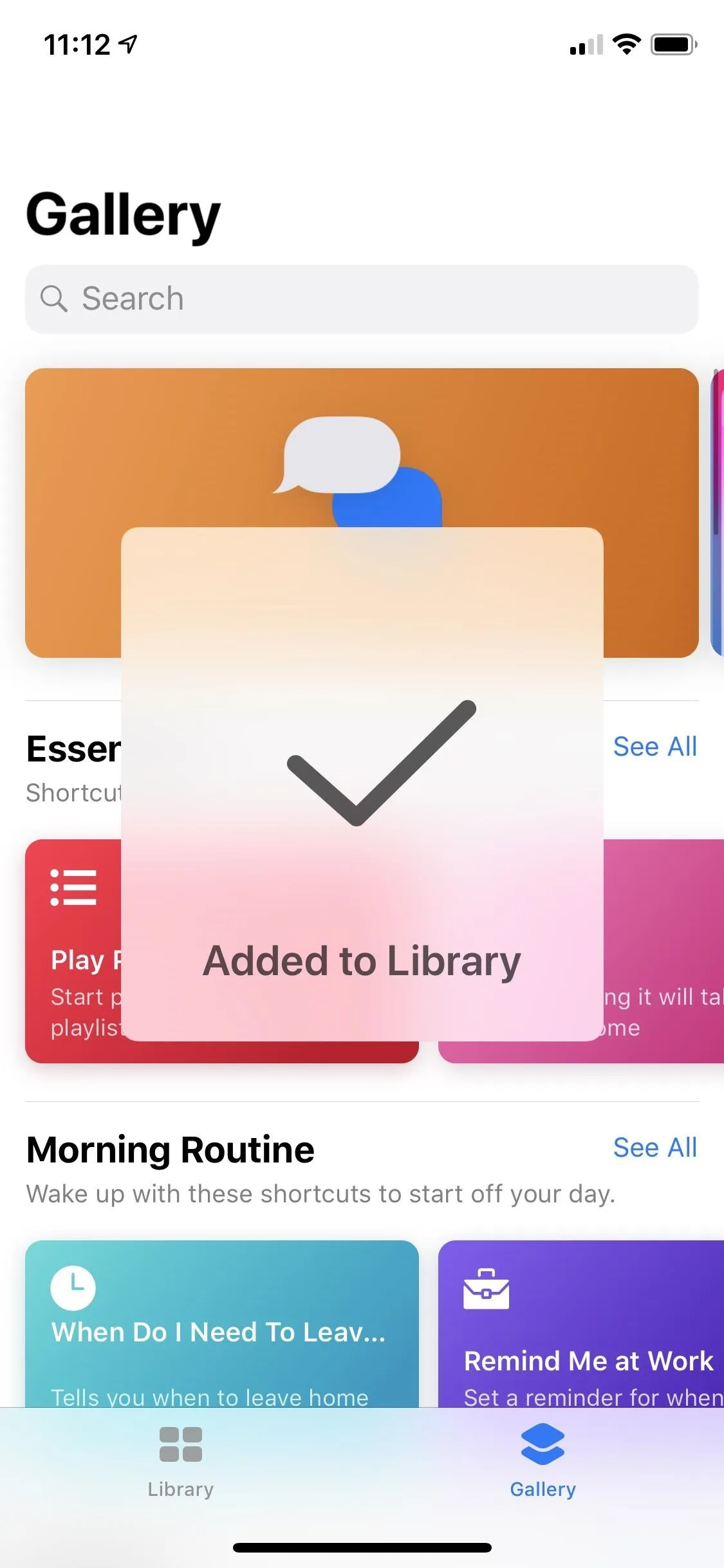 Exam added to library in mobile app gallery.