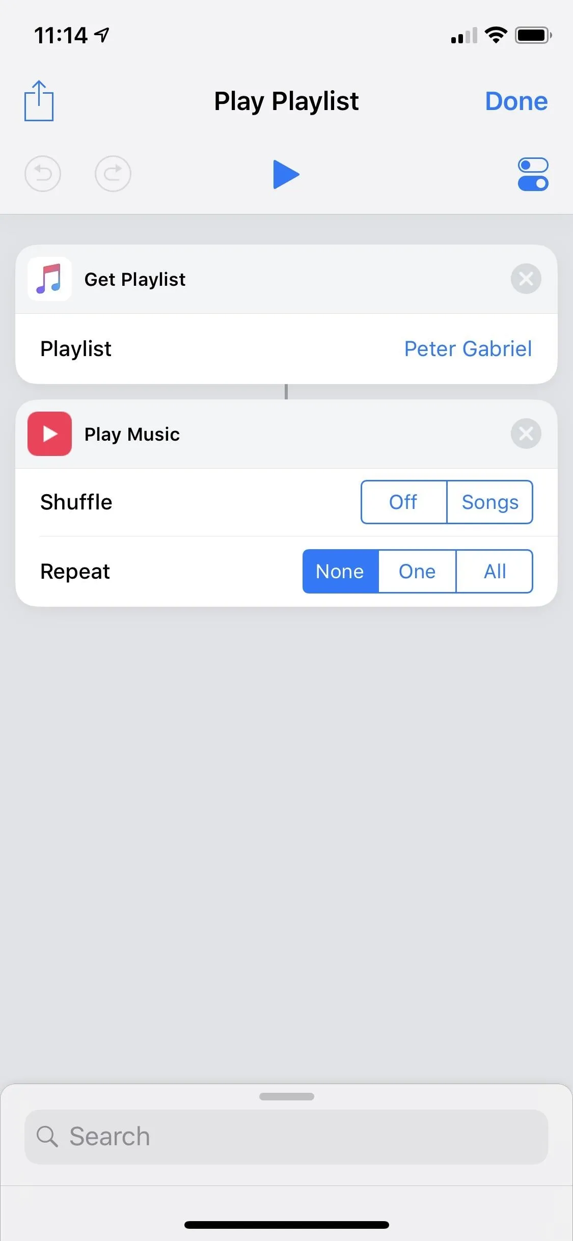 Music playback interface on a mobile app.